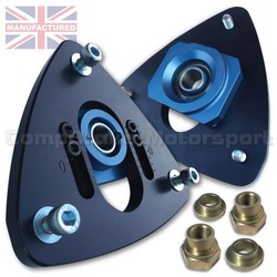 PORSCHE BOXSTER ADJUSTABLE FRONT SUSPENSION TOP MOUNT BLUE/BLACK (PAIR) NEXT GENERATION 2-PIECE FULLY GUARANTEED